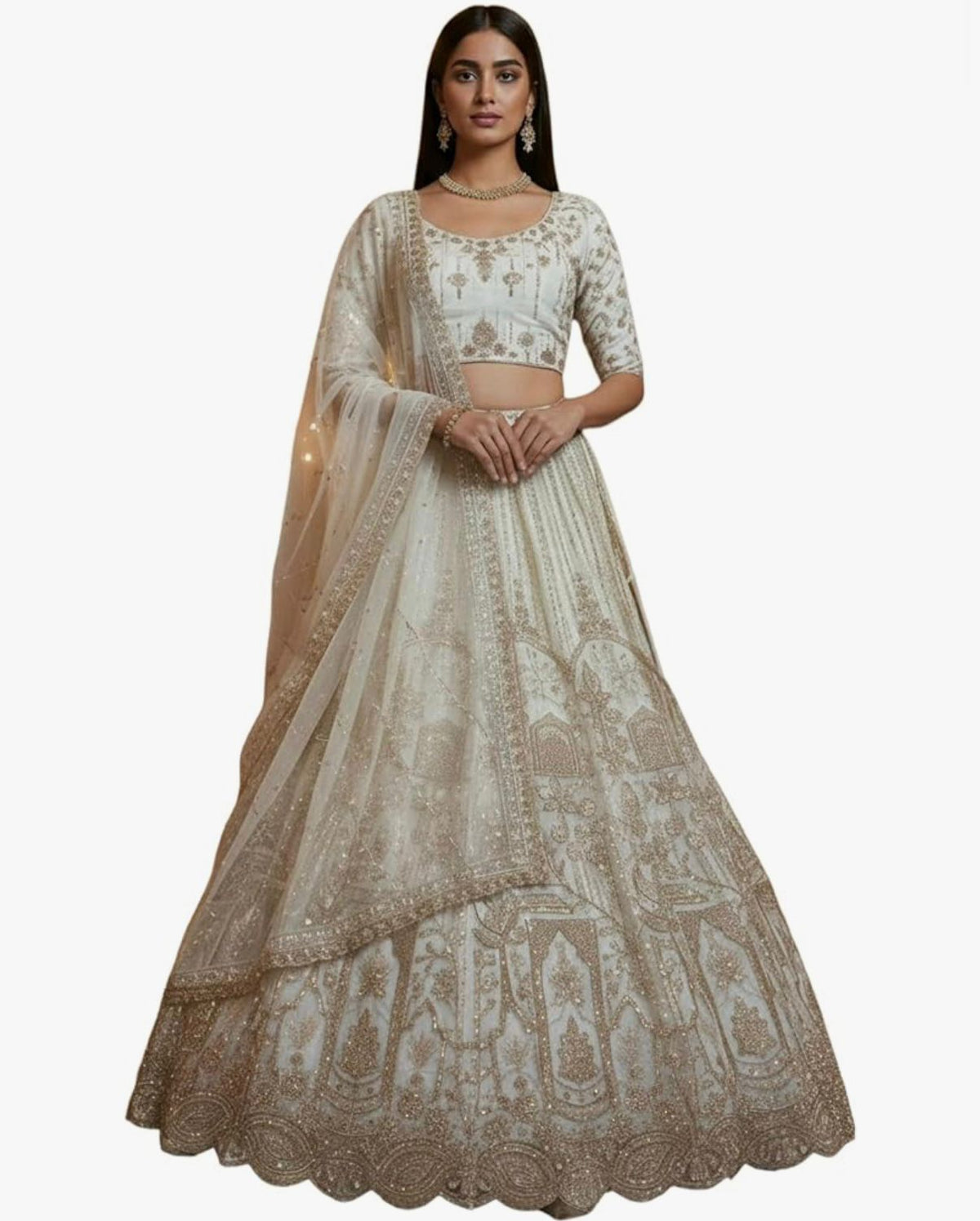Wedding Wear Net with Embroidery Bridal Lehenga Choli Set 17558