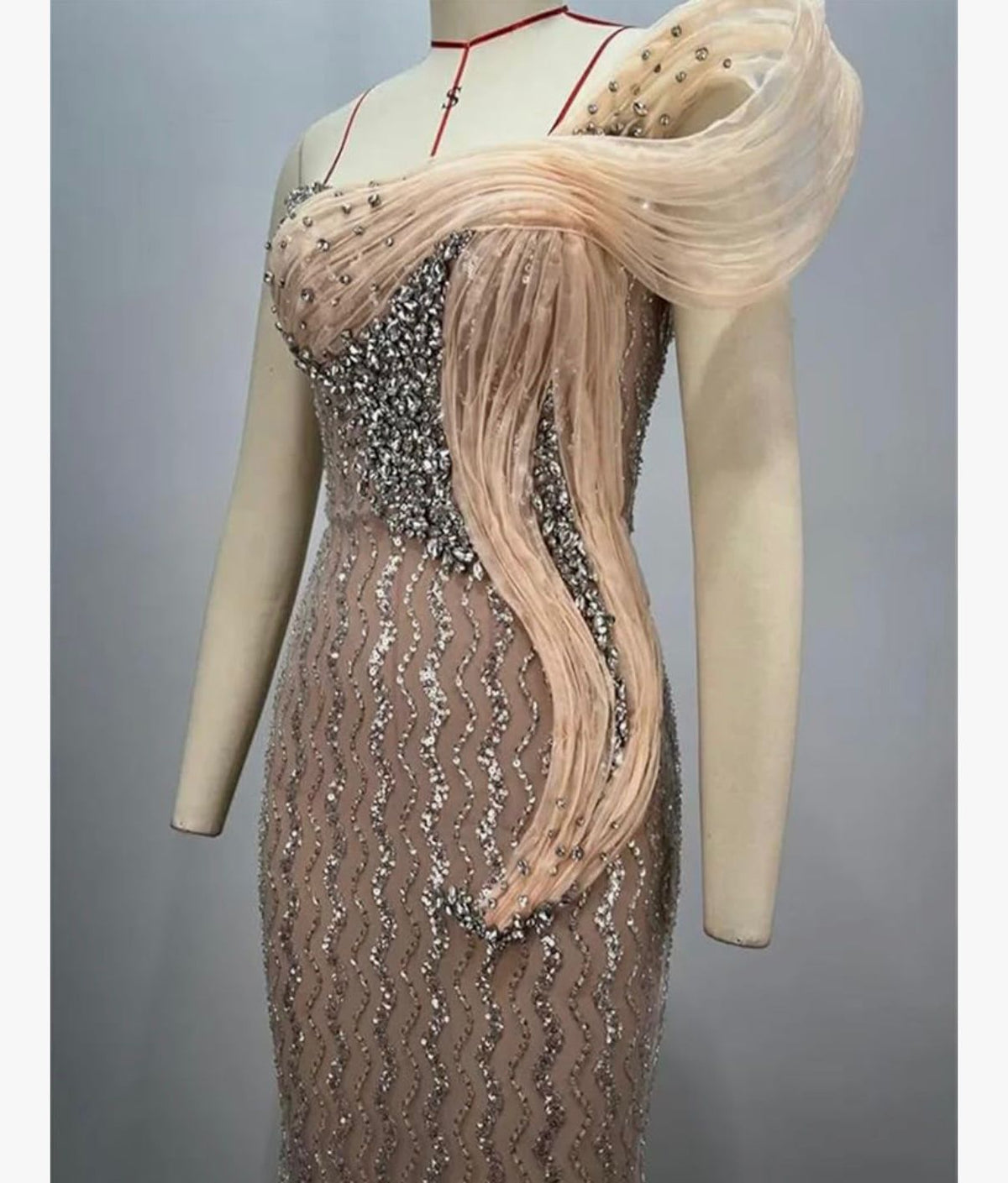 ZAHRA - Cocktail Party Gown for Women Strapless Sequins Rhinestones Maxi Dress
