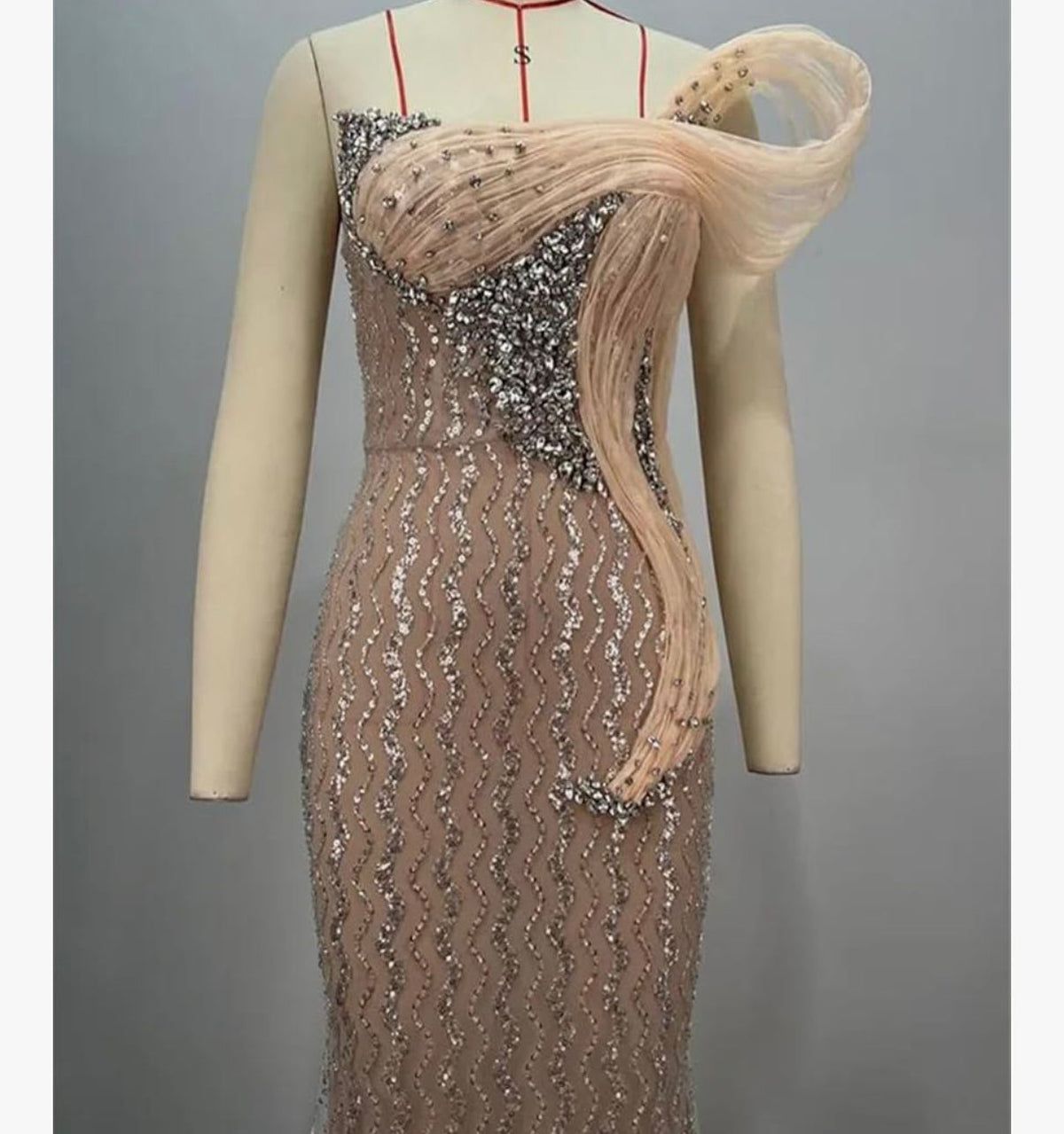 ZAHRA - Cocktail Party Gown for Women Strapless Sequins Rhinestones Maxi Dress