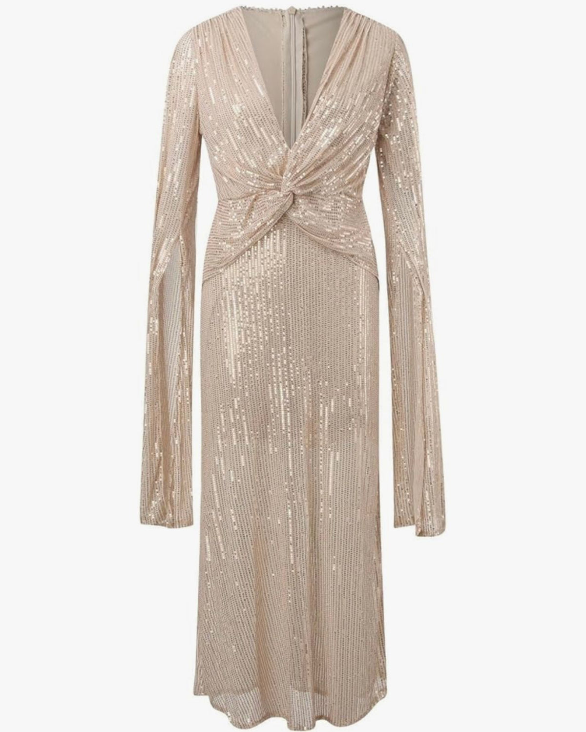 ISIS - Draped Women's Elegant Metallic Mesh Dress Sequin Dress