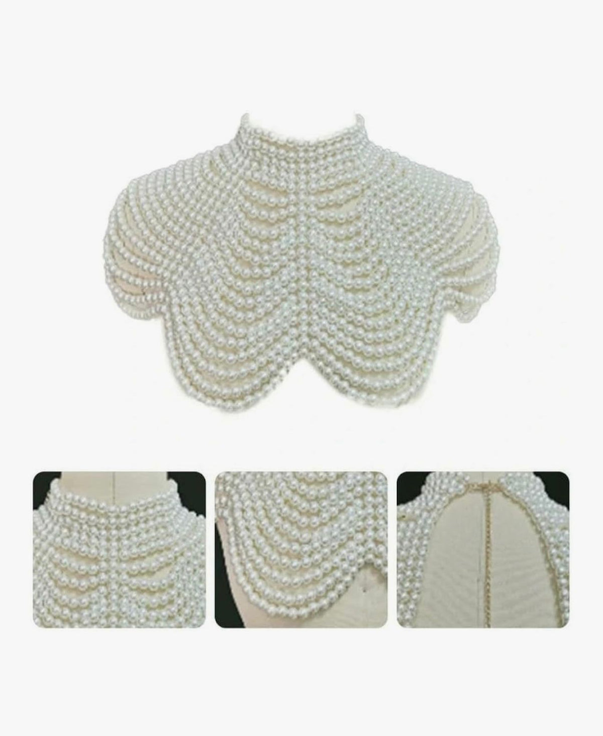 PEARL OF THE DESERT - GLDFW Women Pearl Beaded Bib Choker Necklace Body Chain Shawl Collar Jewellery Apparel Craft