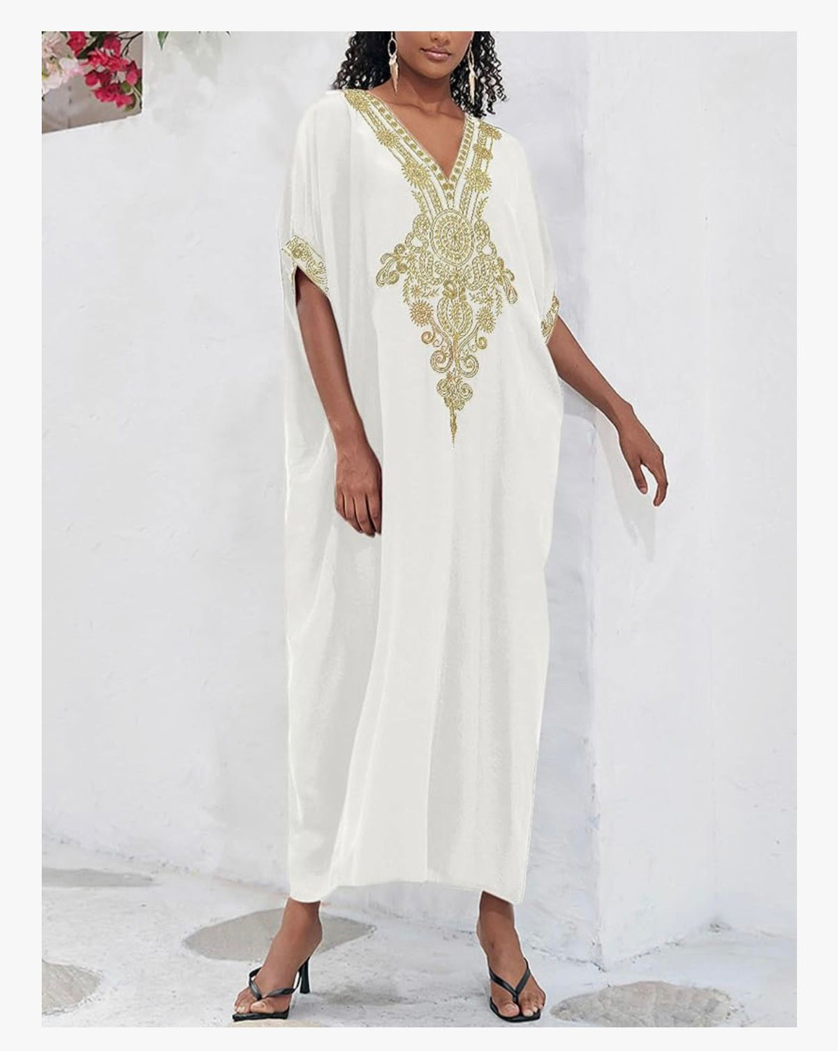 SOUKKAR - Women Luxury Moroccan Kaftan Dress Short Sleeve Loungewear