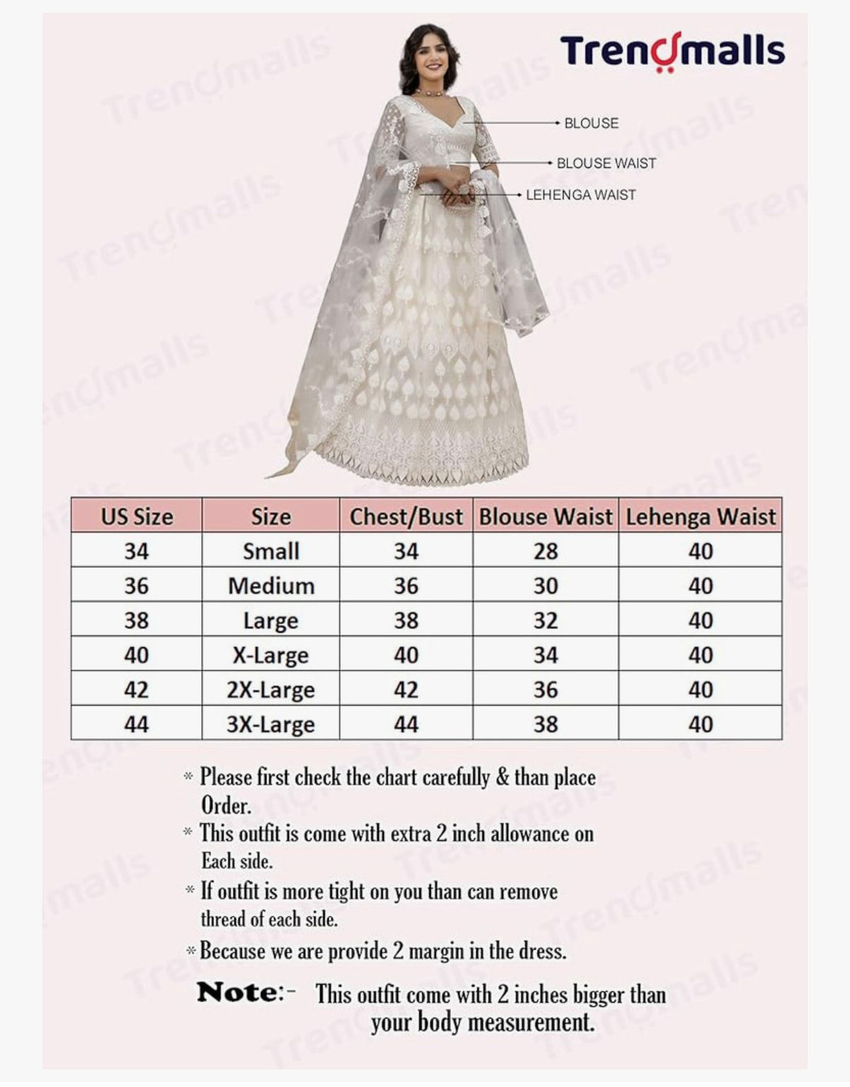 SAFED DUNES - TRENDMALLS Women's White Net Embroidery Sequence Work Lehenga Choli Set with Dupatta For Women