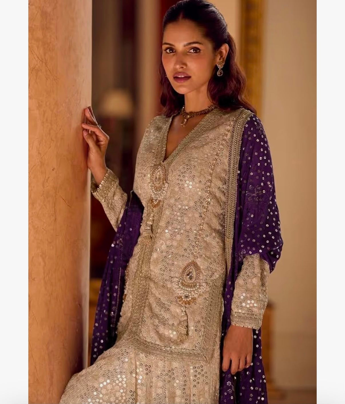 SHAKTI - Indian Wedding Heavy Short Sequin Kurti & Punjabi Designer Style Dhoti Set for Woman 1812 2