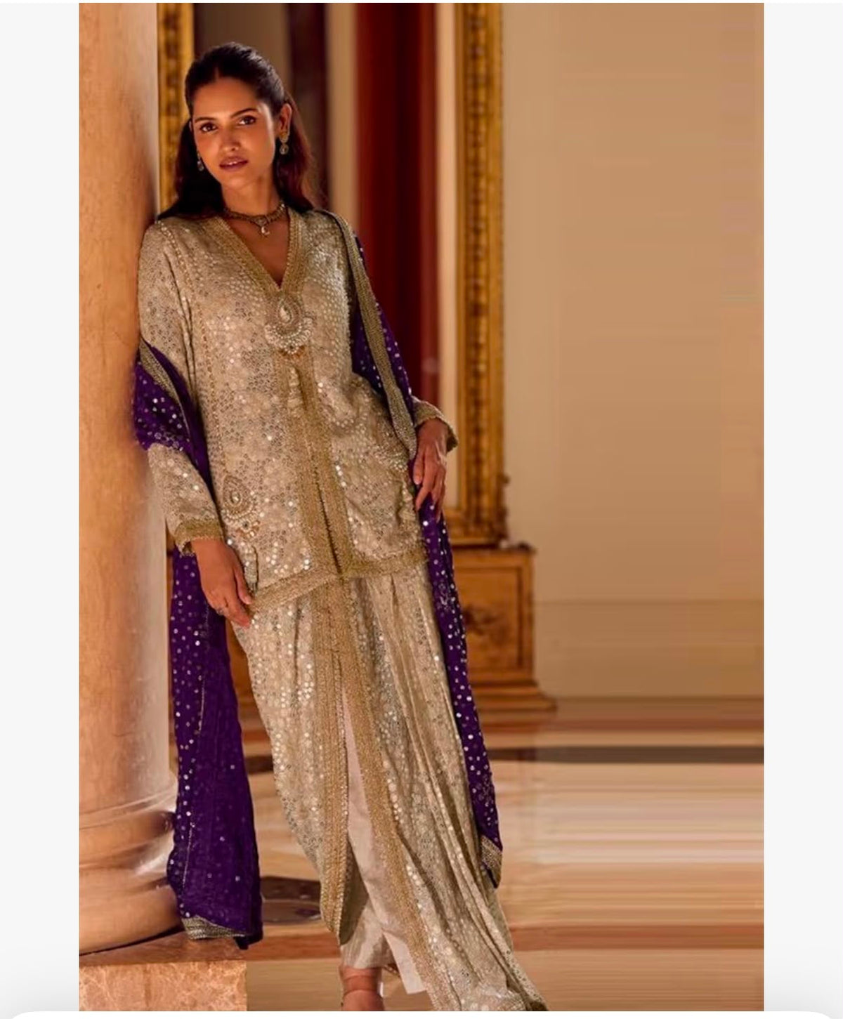 SHAKTI - Indian Wedding Heavy Short Sequin Kurti & Punjabi Designer Style Dhoti Set for Woman 1812 2