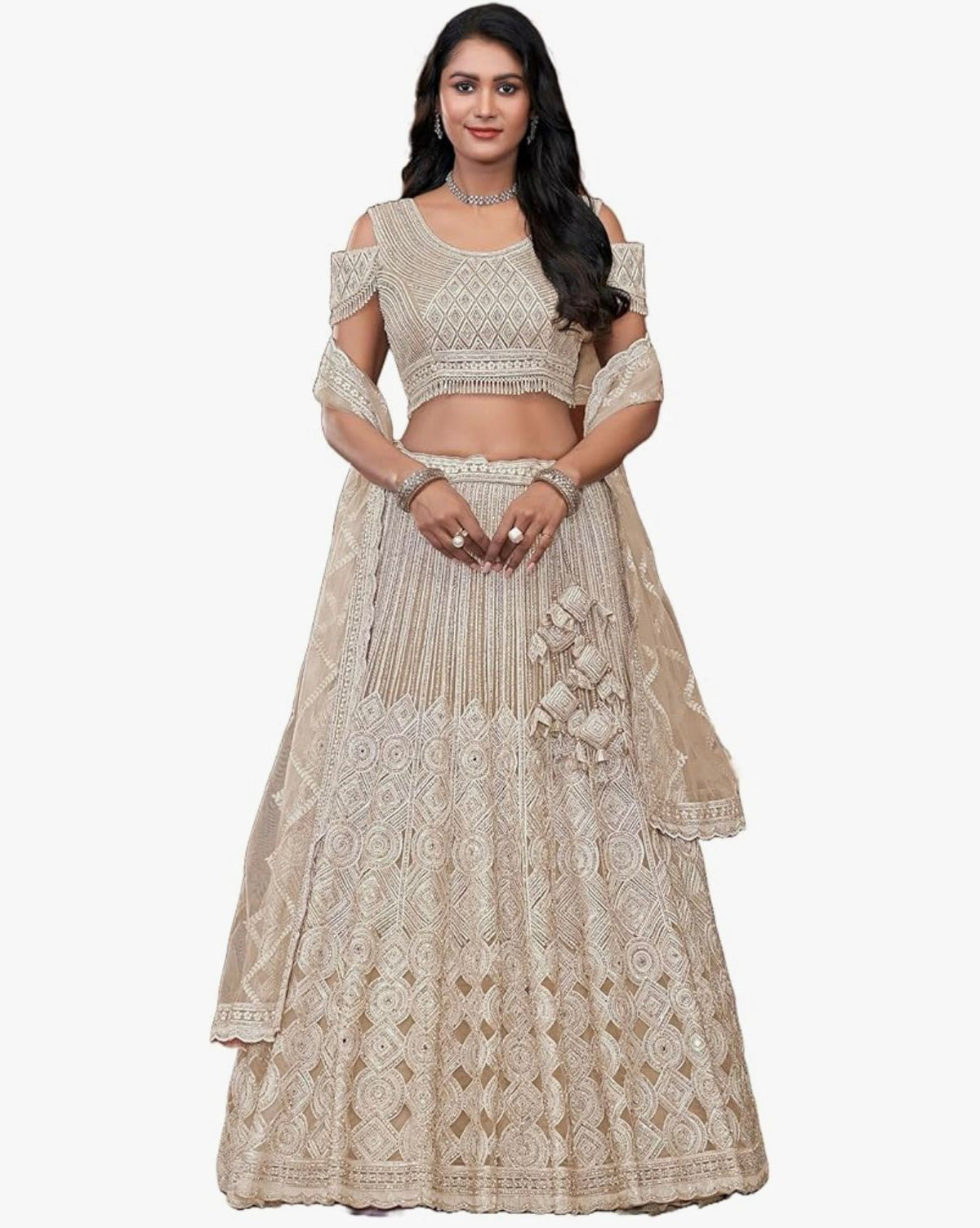 Indian Women Net Designer Sequence Work Wedding Lehenga Choli 11320